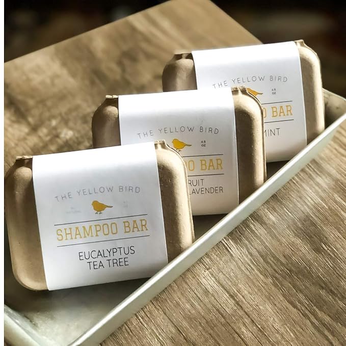 The Yellow Bird Eucalyptus Tea Tree Shampoo Bar. All Natural & Organic Ingredients. Sulfate Free, Detergent Free, Color Safe, and Silicone Free. Vegan, Plastic Free, Zero Waste Shampoo Soap-Velvo Beauty