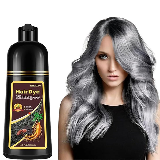 Silver Gray Hair Dye Shampoo, Instant Hair Color Shampoo, Colors Hair in Minutes, Long Lasting Silver Hair Dye, Champu Para Canas, Easy to Use 16.90 Fl Oz-Velvo Beauty