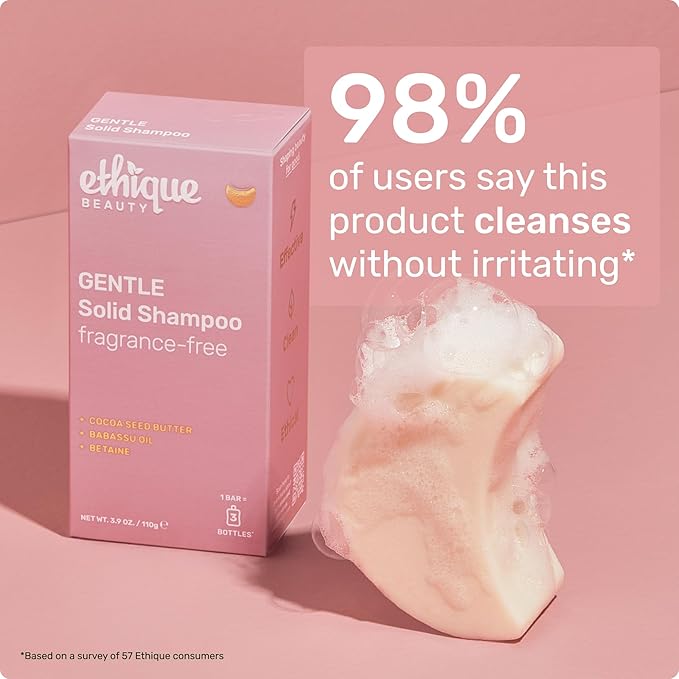 Ethique Gentle Unscented Shampoo Bar with Cocoa Butter - Plastic-Free, Cruelty-Free, Vegan, 3.88 oz - Formerly Bar Minimum-Velvo Beauty