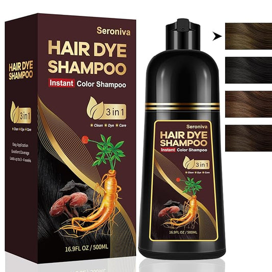 3-in-1 Hair Dye Shampoo Light Brown, Natural Hair Color Shampoo for Gray Hair, Hair Instant Dye Shampoo for Women & Men, Long-Lasting Shampoo Hair Dye Colors Hair in Minutes, Champu Para Canas, 500 Ml-Velvo Beauty