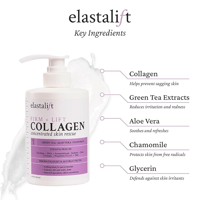 Elastalift Collagen Serum For Face + Collagen Body Cream & Face Moisturizer 2pc Skin Care Bundle| Collagen Face Serum + Body Lotion For Skin Tightening To Lift, Plump, & Firm Sagging Skin, 2PC Set-Velvo Beauty