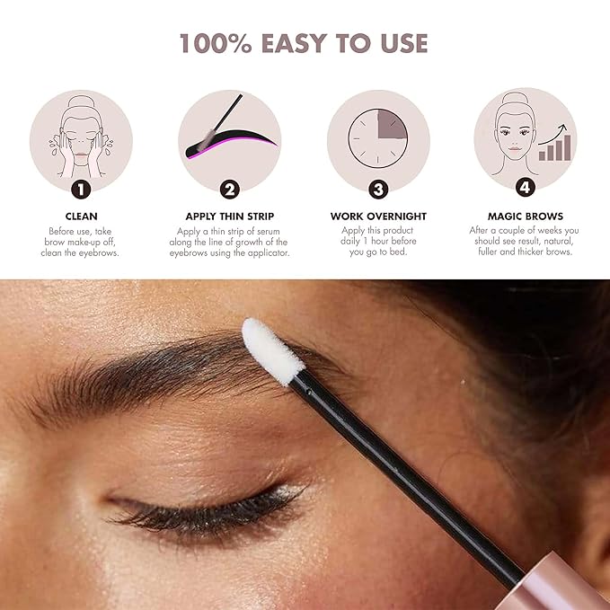 Eyebrow Growth Serum - Provides Full, Healthy And Well Defined Eyebrows - High Technology Formula - Vegan And Cruelty Free - Flexible Applicator Developed Specifically For Brows - 0.1 Oz-Velvo Beauty