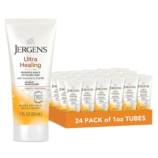 Jergens Ultra Healing Dry Skin Moisturizer, Travel Size Body and Hand Lotion, 1 Oz (Pack of 24)-Velvo Beauty