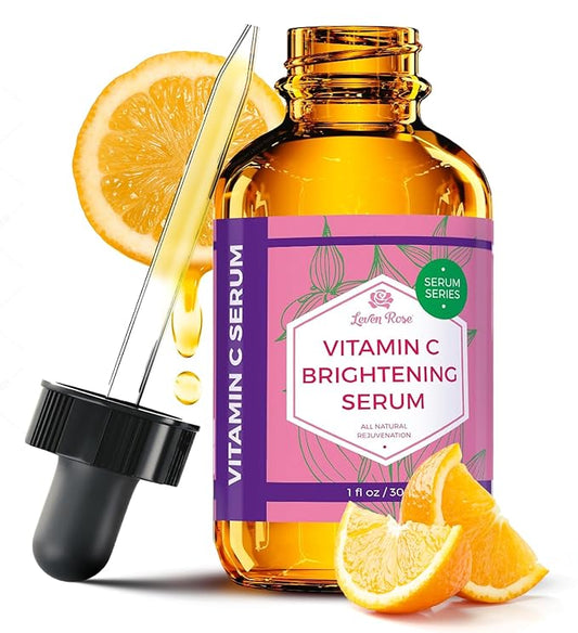 Vitamin C Brightening Serum by Leven Rose 100% Natural Dark Spot Remover for Face for Collagen Boost, Anti-Aging, Deep Hydrating for Dry Skin, Collagen Building Face Moisturizer 1 oz-Velvo Beauty