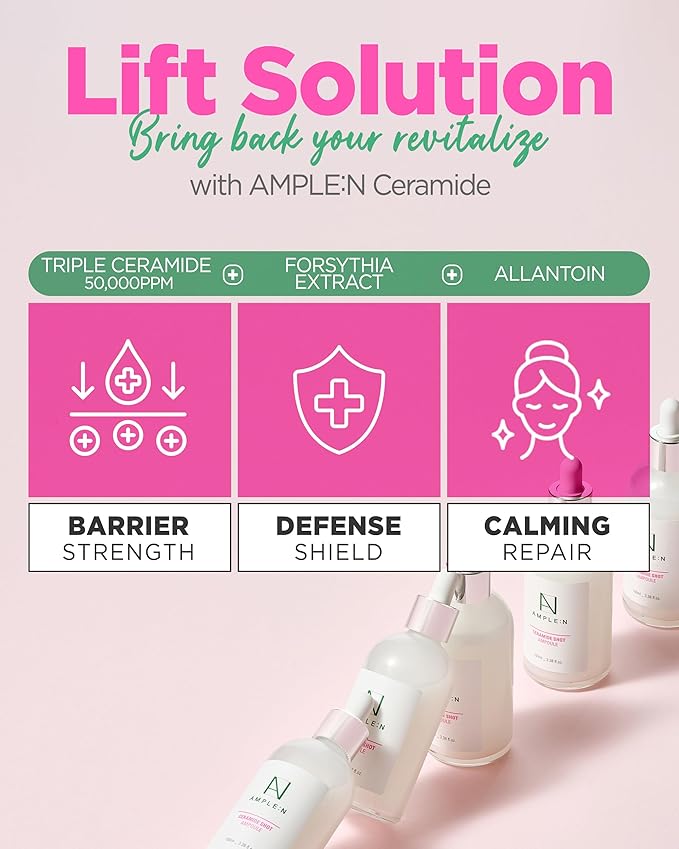 AMPLE:N Ceramide Shot Ampoule – Anti Aging and Hydrating Serum with Ceramide for Deep Moisturization – For Dry & Rough Skin to Reduces Wrinkles & Repairs Skin, 3.38 fl.oz.-Velvo Beauty