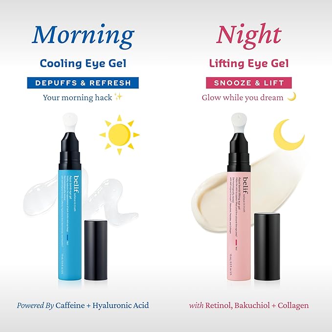 belif Aqua Bomb Lifting Eye Gel | Retinol + Collagen + Peptide for Firming & Plumping | Hyaluronic Acid for Glowy Hydration | Niacinamide for Dark Circles | Korean Skin Care-Velvo Beauty