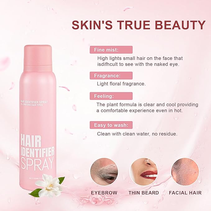 Hair Identification Spray for Facial Shaving - Removes hair and dead skin, Women's Facial Shaving Powder Spray - Moisturizing Skin Care Set, Suitable for sensitive skin/unisex, with 4 Razors (1Set)-Velvo Beauty