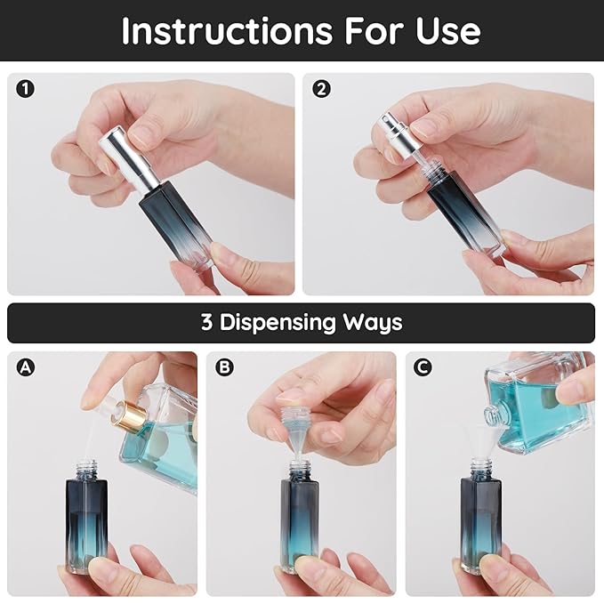 Segbeauty Refillable Perfume Bottle Travel, 5 Set of 10ML Pocket Glass Perfume Atomizer, Empty Fine Mist Mini Travel Bottles Set Cologne Atomizer Dispenser Fragrance Sprayer Cosmetic Container-Velvo Beauty