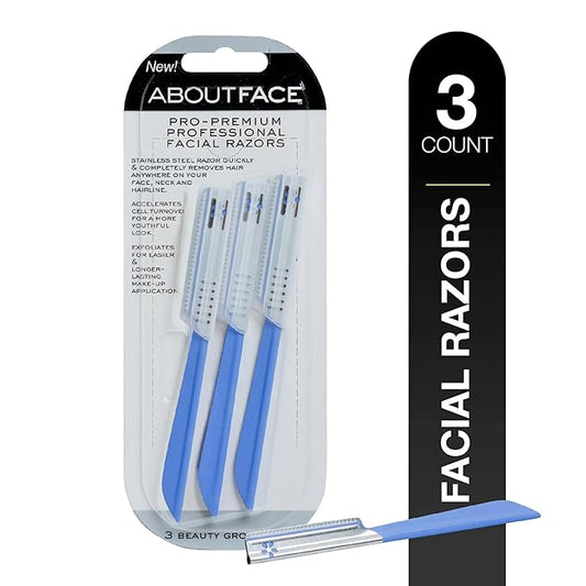 About Face Pro-Premium Facial Razors - 3 Beauty Groomers for Hair Removal, Ideal for Shaving, Exfoliating, Dermaplaning and Brow Shaping, Japanese Stainless Steel Gently Removes Facial Hair-Velvo Beauty