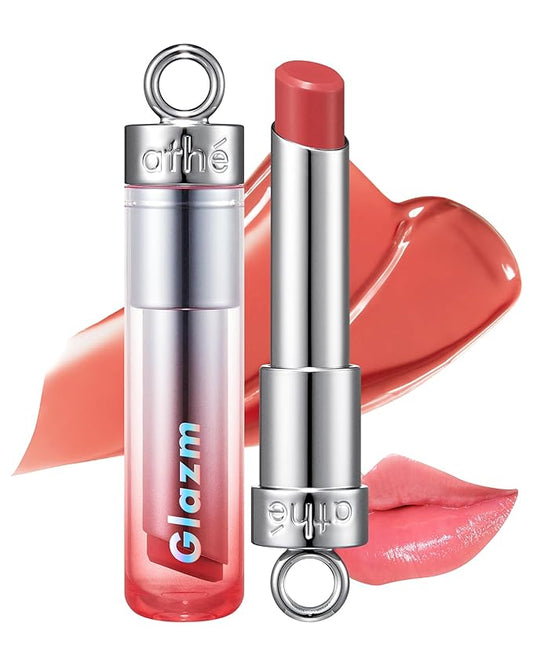 ATHE Glazm Lipbalm Stick - Vegan Glow Korean Lip Balm - Plumping, Volumizing & Highly Pigmented Lipstick - Soft Melting, Buildable Formula - Plant-Derived, Cruelty-Free, 0.12oz. (06 Warmstomizing)-Velvo Beauty