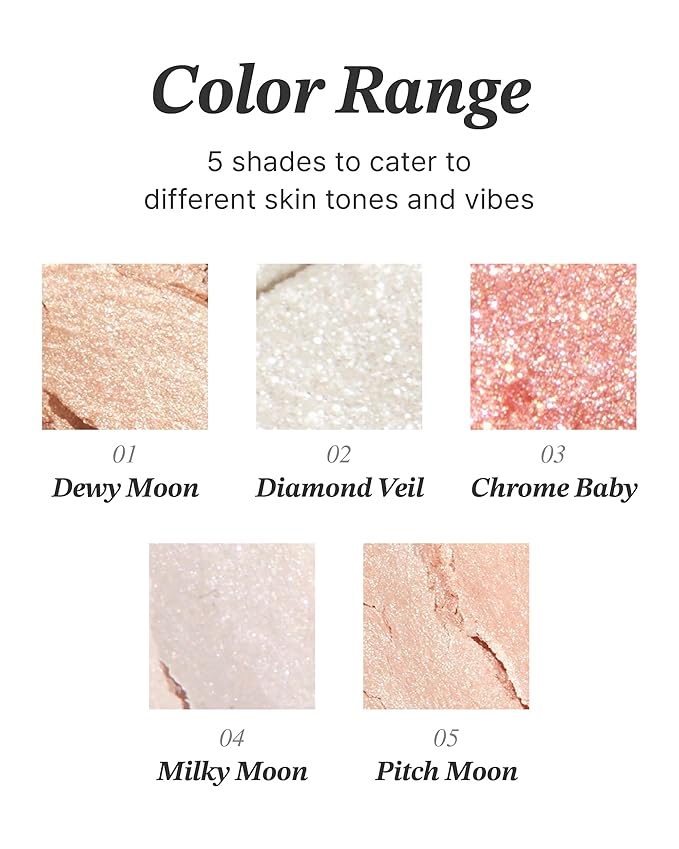 Glint Dewy Highlighter (Milky Moon, 0.17oz) - Luminous Glow, Infused with Micropearls, Shiny Illuminator. Rich Pigment & Silky Touch, Korean Makeup.-Velvo Beauty