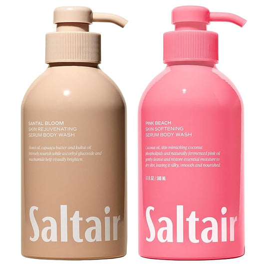 Saltair Body Wash, Signature Scents 2-Pack. Moisturizing Body Cleanser with Monoi Oil and Cupuacu Butter. Luxury Shower Gel for Women and Men. Vegan, Cruelty-Free, Paraben-Free. 2x 17oz Pump Bottles-Velvo Beauty