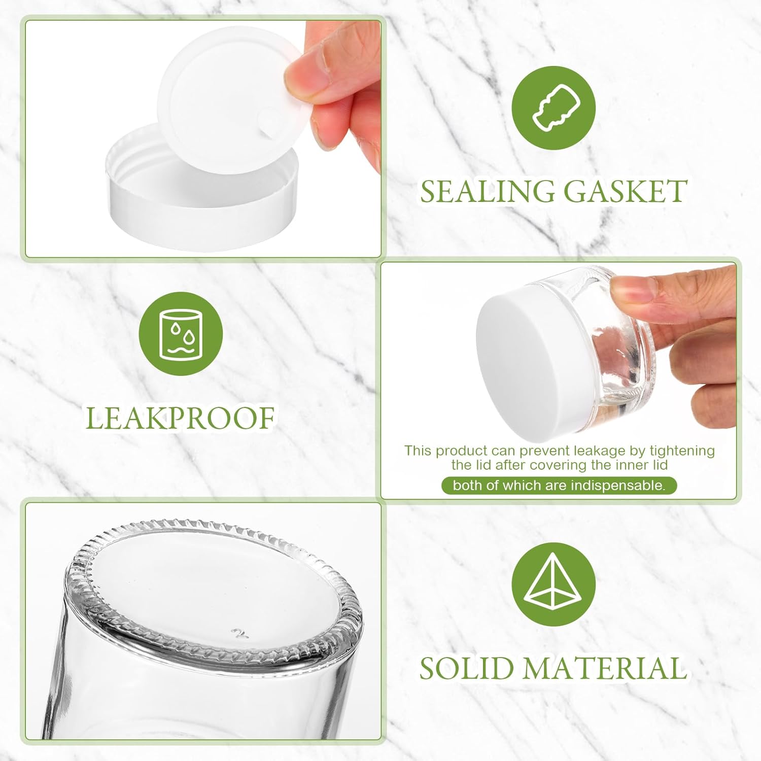 Domensi 100 Pcs 1 oz Glass Jars with Lids Bulk Round Glass Cosmetic Jars Lids 1 oz Small Travel Containers with Inner Liner for Lotions Powders Ointments Sample Cream(Clear, White)-Velvo Beauty