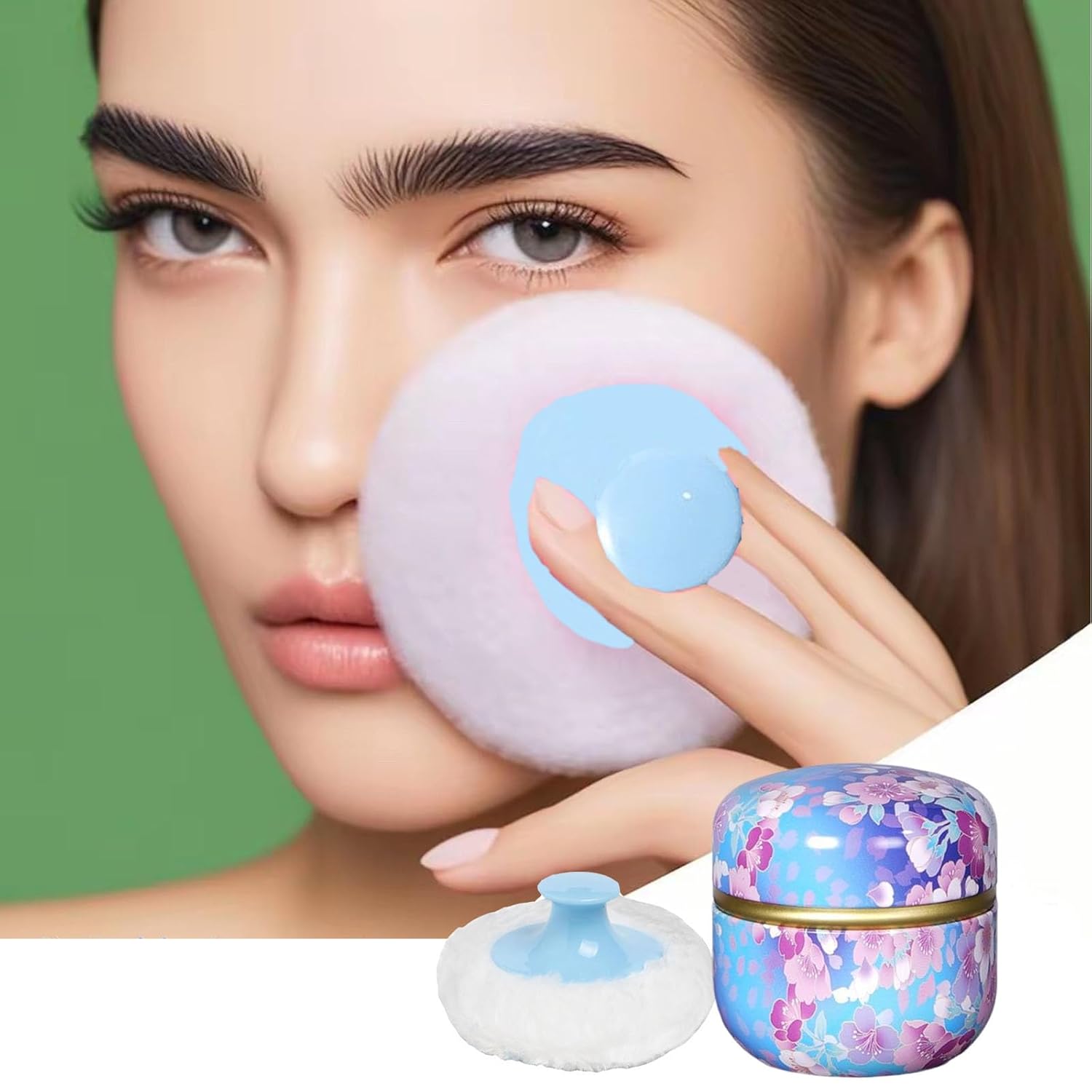 Body Powder Puff and Container, 3.35" Portable Dusting Powder Container with Soft Puff Loose Powder Case Box Jar with Lids for Baby Women Home and Travel Use-Velvo Beauty