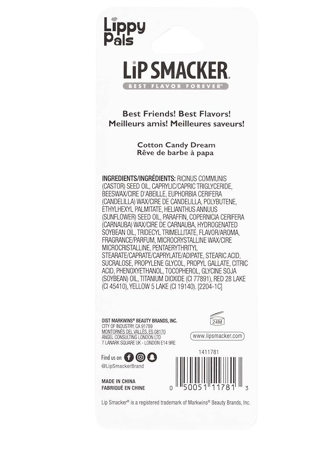 Lip Smacker Lippy Pals Unicorn Holiday, Flavored Moisturizing & Smoothing Soft Shine Lip Balm, Hydrating & Protecting Fun Tasty Flavors, Cruelty-Free & Vegan - Cotton Candy Dream-Velvo Beauty