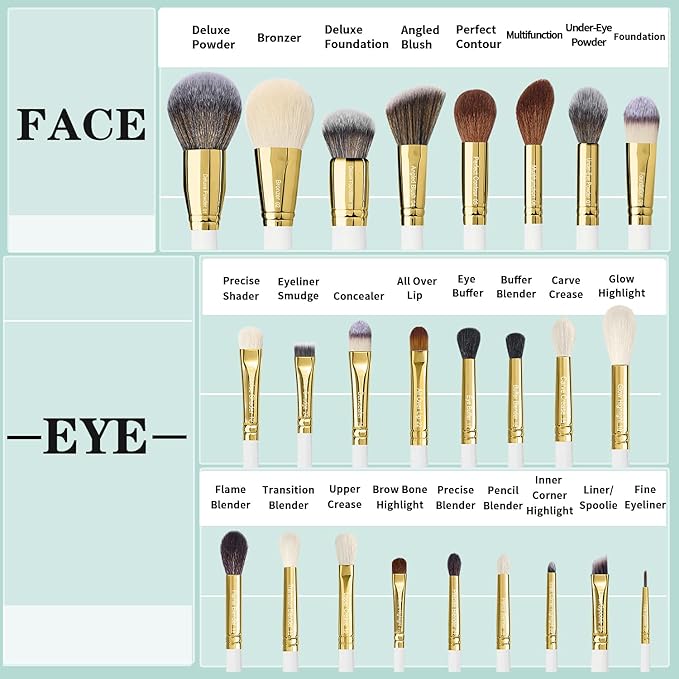Professional Makeup Brushes Set Premium Quality Goat Hair Synthetic Fiber Powder Foundation Highlight Concealer Eyeshadow Blending By Bueart Design-Velvo Beauty