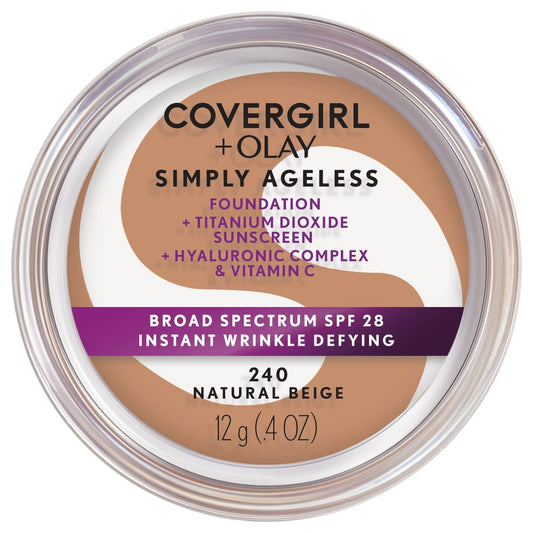COVERGIRL & Olay Simply Ageless Instant Wrinkle-Defying Foundation, Natural Beige 0.4 Fl Oz (Pack of 1)-Velvo Beauty