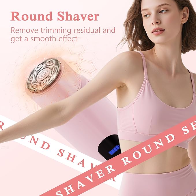 Bikini Trimmer for Women, 2-Speed Electric Razor for Pubic Hair Dual Head Shaver Women IPX7 Waterproof Rechargeable Lady Trimmer for Bikini Underarm Body Leg Face Pink-Velvo Beauty