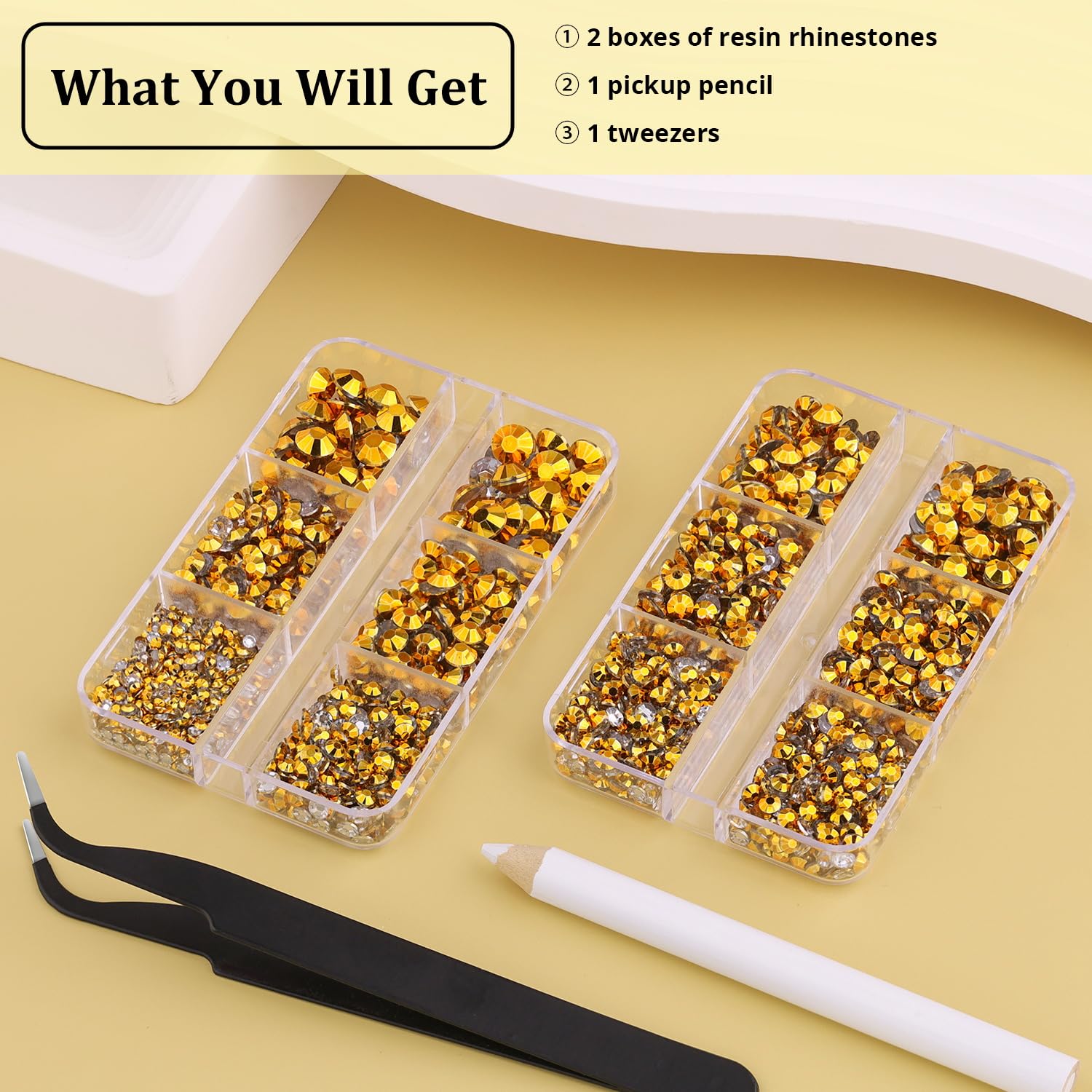 Resin Rhinestones for Crafting, 2 Boxeses Gold Multi Sizes Flatback Bedazzling Crystals for Crafts Nail Art Decoration, Non Hotfix Gems Charms for Tumbler Shoes Clothing Fabric Face Makeup-Velvo Beauty