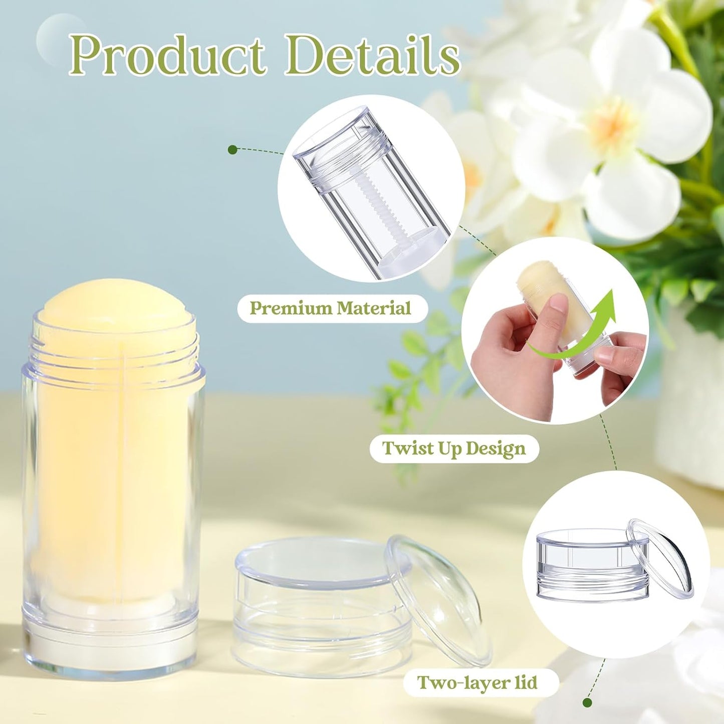30 Pcs Empty Deodorant Containers Twist up Filling Stick Plastic Deodorant Container Refillable Bottles Bottomfill Round Lip Balm Tubes for Homemade DIY Lipstick Crayon(50 ml,Clear)-Velvo Beauty
