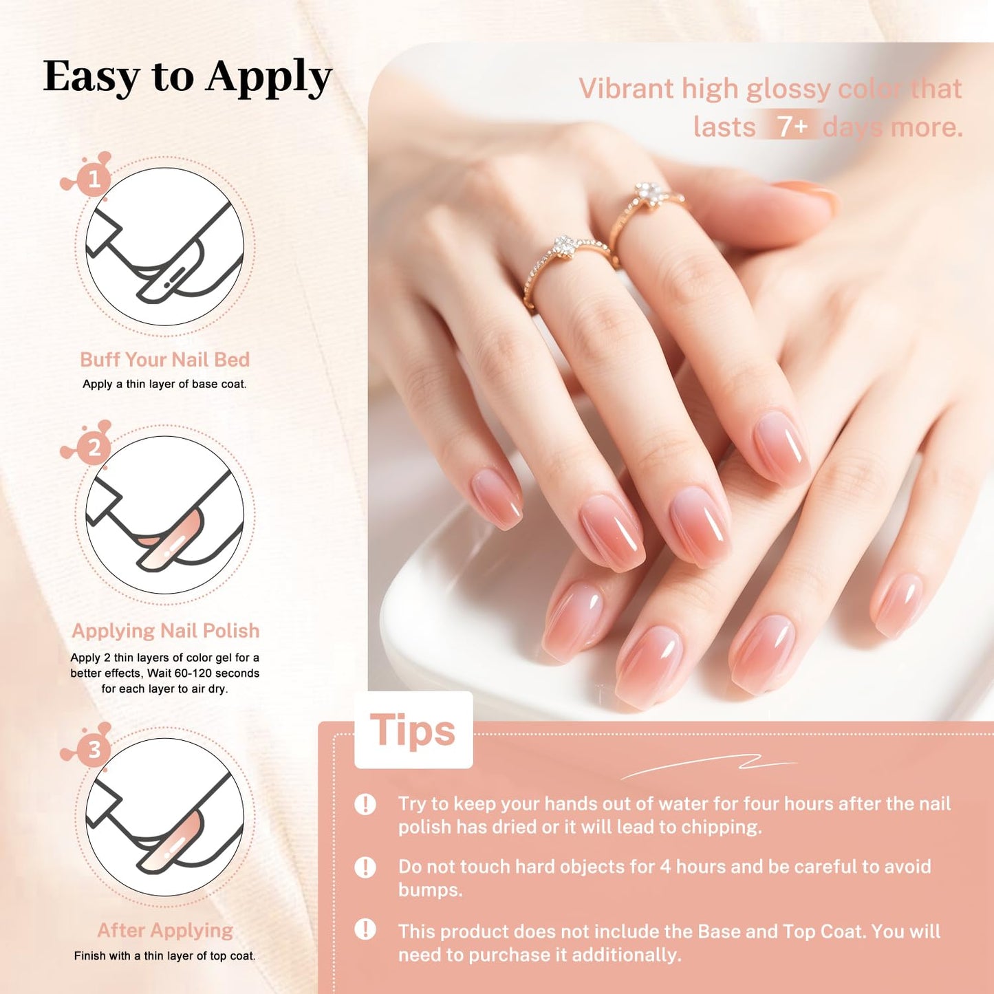 16.5ml Jelly Nude Pink Nail Polish Large Volume Quick Dry Nail Polish, Long Lasting Shine, Fingernail Toenail Nail Art DIY Home Travel Nail Art Gift-Velvo Beauty