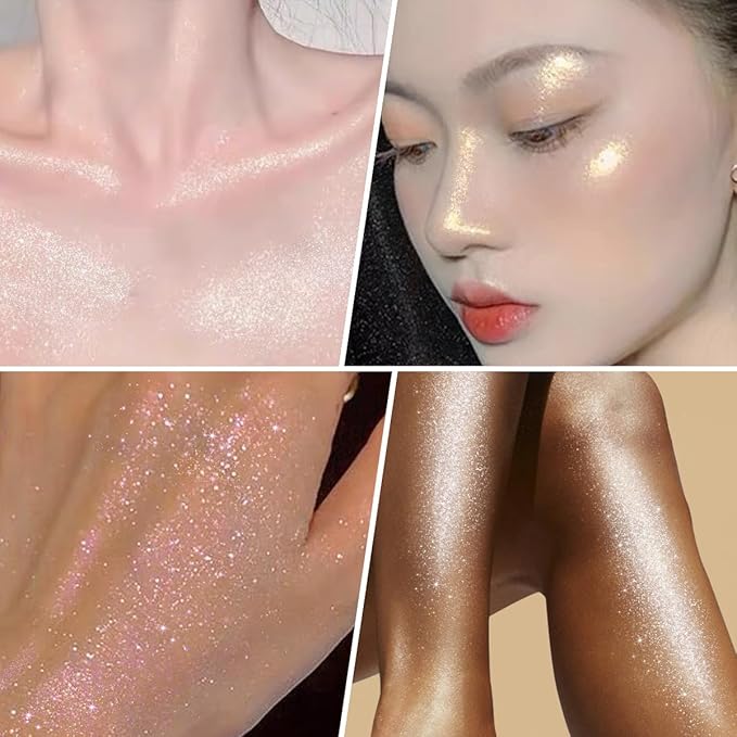 UCANBE Glow Shimmer Drop Set for Women Highlighter Makeup Body Glitter Dewy Liquid Face Holographic Luminizer Sparkles for Face (3 Pcs)-Velvo Beauty