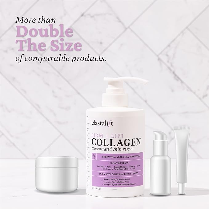 Elastalift Collagen Body Cream + Hyaluronic Acid Lotion Skin Care Set, Anti Aging Face & Body Moisturizer Dry Skin Rescue Creams For Wrinkle Control, Lifting, Firming, & Tightening Skin, 2-Pack-Velvo Beauty
