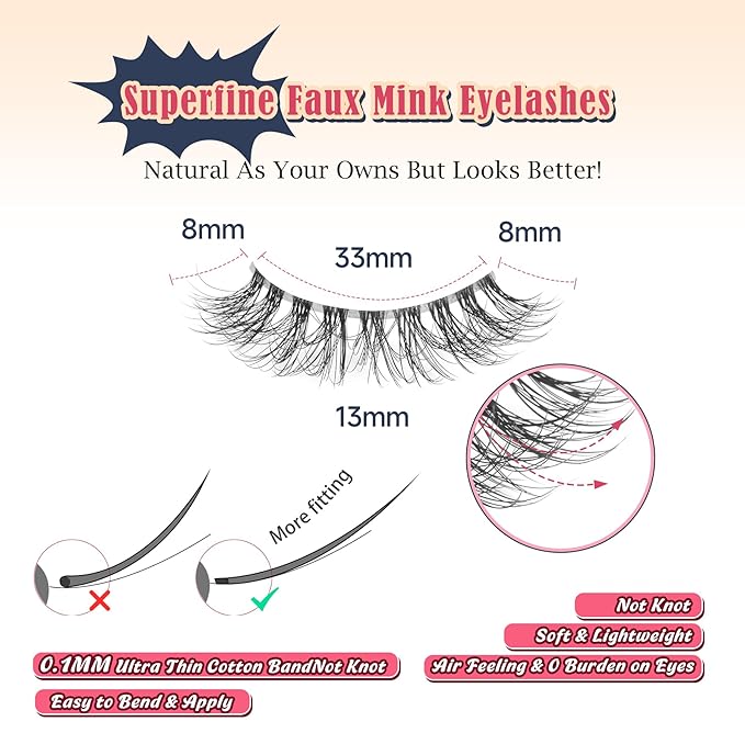 Wispy Lashes Natural Look False Eyelashes 13MM Eye Lash Pack 3D Volume Fake Eyelashes 7 Pair Siligli-Velvo Beauty