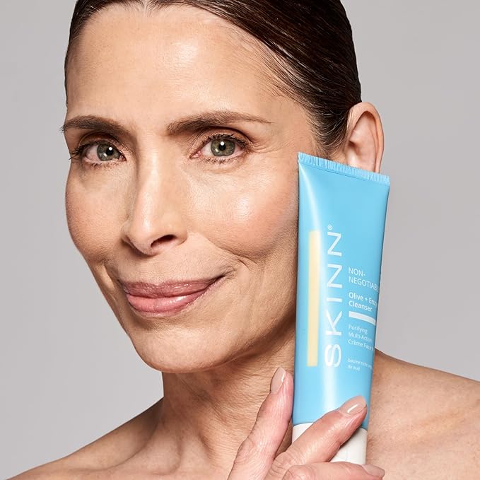 SKINN Daily Evening Face Wash, Multi-Action Cream, Olive & Enzyme Cleanser, 4oz - Facial Cream for Removing Makeup, Impurities & Dead Skin Cells-Velvo Beauty