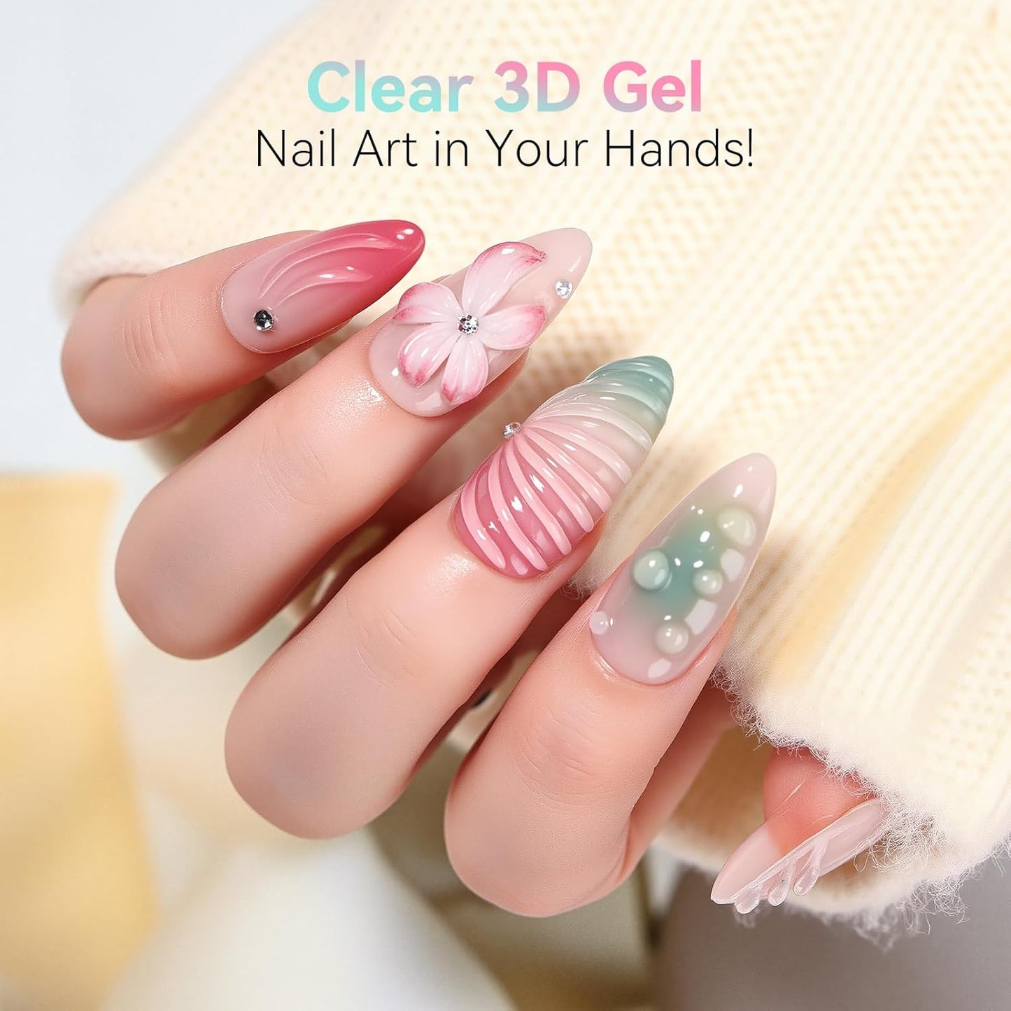 Makartt 3D Gel Nail Art Set – Clear & Noir Sculpting Gel for DIY Embossed Nail Designs – No Wipe Easy-Squeeze Tube Nail Glue for 3D Drawing, Molding, Rhinestones & Decoration (2 x 15g)-Velvo Beauty