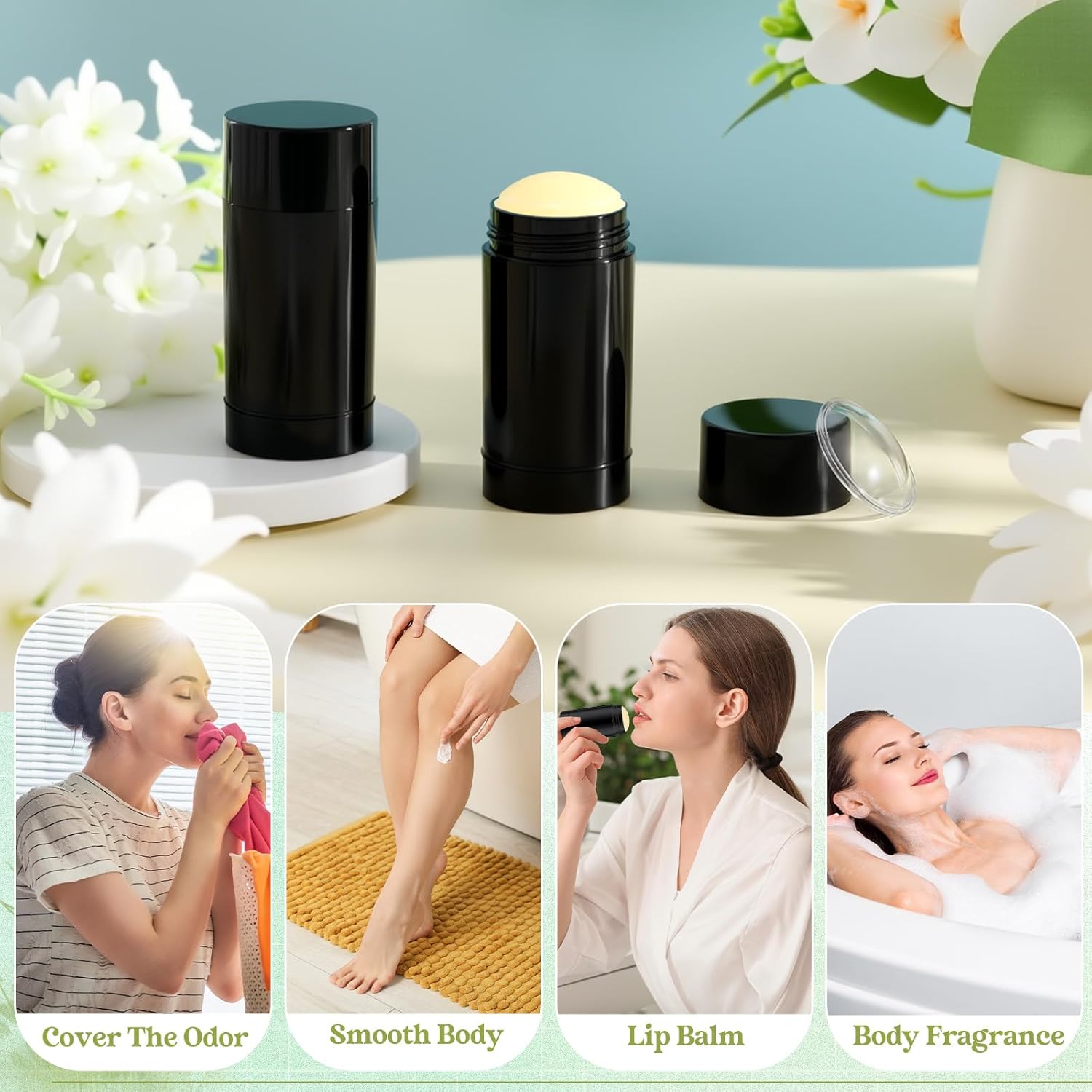 30 Pcs Empty Deodorant Containers Twist up Filling Stick Plastic Deodorant Container Refillable Bottles Bottomfill Round Lip Balm Tubes for Homemade DIY Lipstick Crayon(15 ml,Black)-Velvo Beauty