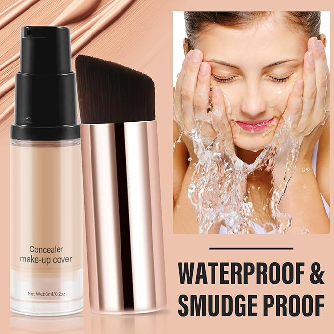 2pcs Liquid Concealer Set with Brush,Full Cover,Concealer Wand with Matte Finish,Corrects,Covers,Long Wear Up to 24hr-Velvo Beauty