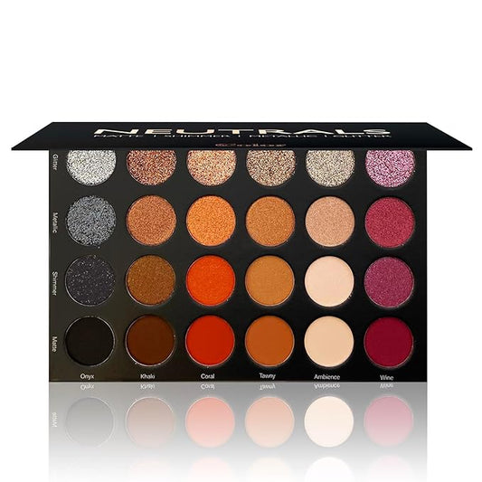 Cosmeticss - Neutrals, 24-Color eyeshadow Palette Matte/Shimmer/Metallic.Glitter Finish, Highly Pigmented Eye shadow Makeup, Long- Wearing Eye Palette, Eye Makeup Kit with Easy-to-Blend Shades-Velvo Beauty