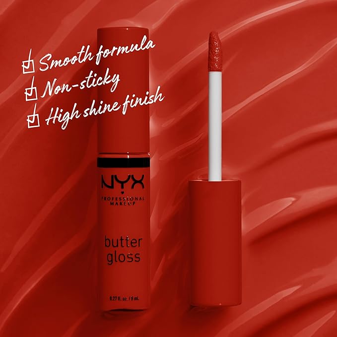 NYX PROFESSIONAL MAKEUP Butter Gloss, Non-Sticky Lip Gloss - Apple Crisp (Modern Red)-Velvo Beauty