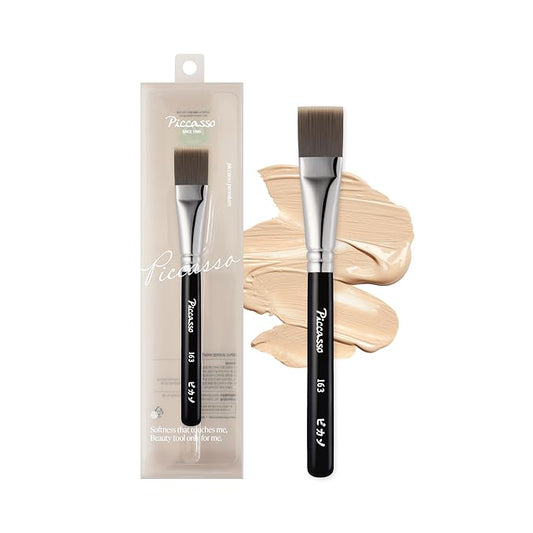Piccasso 163 Foundation Brush – Dense Makeup Brush for Liquid & Cream Foundation, Soft Synthetic Bristles for Flawless Coverage and Face Makeup, Professional Korean Beauty Tool for Daily-Velvo Beauty