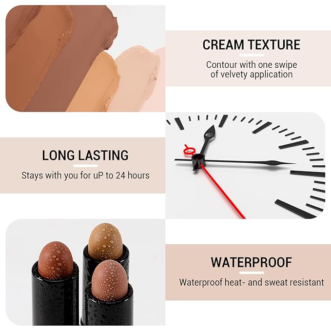 Cream Contour Stick Bronzer Highlighter Face Shaping & Contouring Matte Makeup Long Lasting Waterproof-Velvo Beauty
