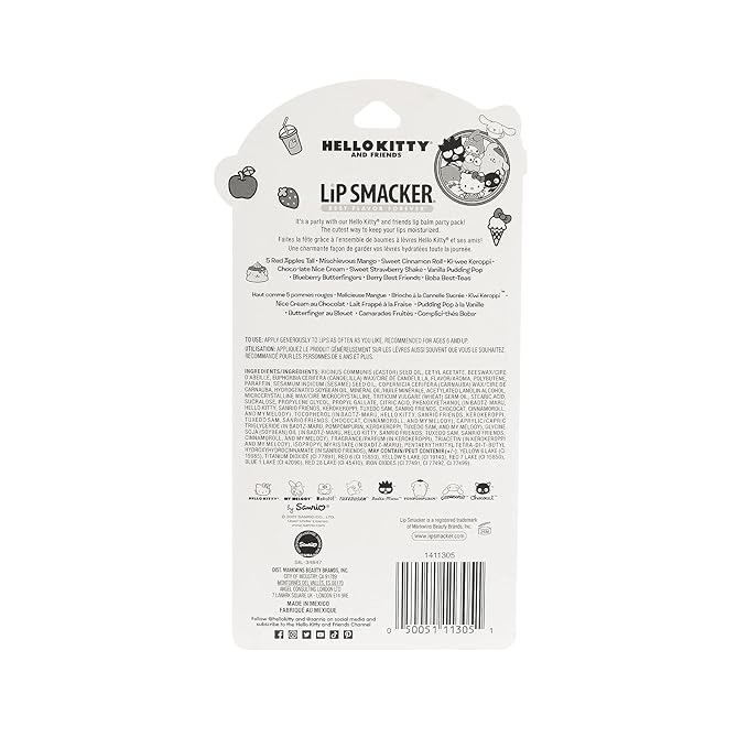 Lip Smacker Sanrio Hello Kitty & Friends Pack - 10 Moisturizing Lip Balms, Clear Matte, Hydrating & Protecting - Cruelty-Free-Hello Kitty-Velvo Beauty