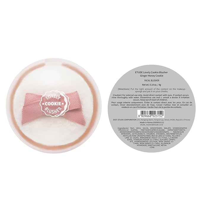 ETUDE Lovely Cookie Blusher #BE101 Ginger Honey Cookie 4g | Glowing & Natural Powder Blush with Long-Lasting Sebum Control | Easy Application | Puffy Cushion for a Lovely Makeup Look-Velvo Beauty