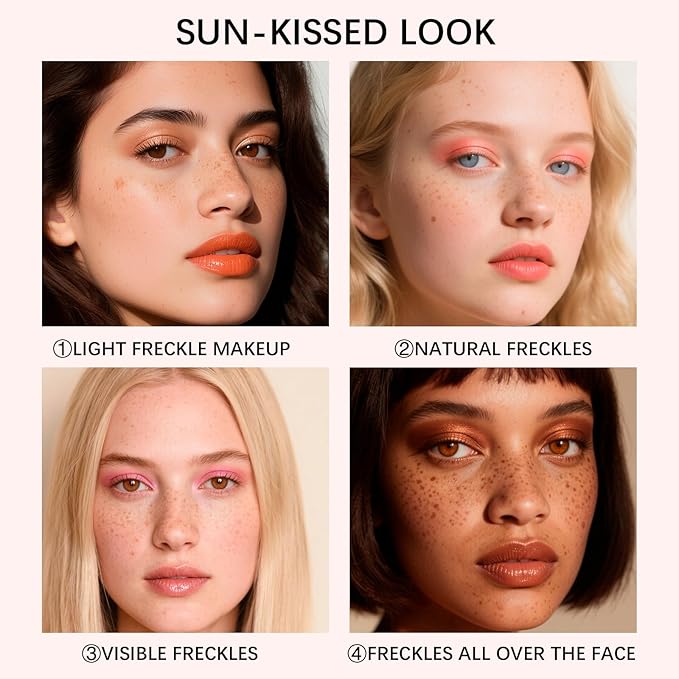 Freckle Stamp - Freckle Pen Waterproof, Long Lasting Fake Freckles,Quick Dry 5-Point Faux Freckles Stamp Cushion Stain Marker in One Press Natural and Lifelike Sunkissed Pencil Tool Makeup (#2-Medium)-Velvo Beauty