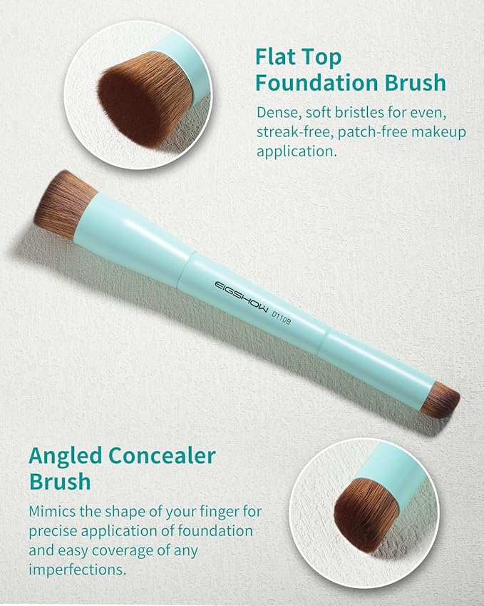 EIGSHOW Foundation and Concealer Brush, Dual Ended Makeup Brush For Flawless Foundation Coverage, Under Eye Concealer, Vegan & Cruelty-free (D110B)-Velvo Beauty