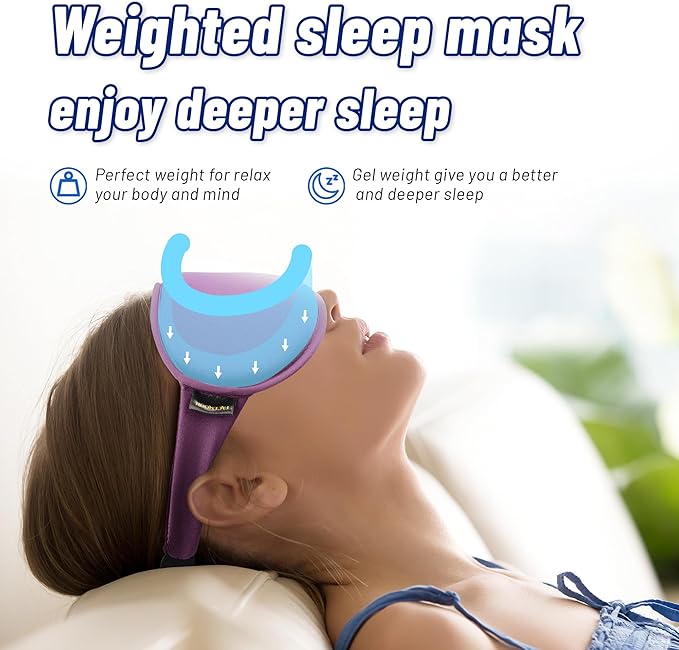 Cooling Gel 3D Sleep Eye Mask-Weighted Blackout Sleep Mask & Cold Compress for Dark Circles, Dry Eyes, and Puffiness - Comfortable, Eyelash-Friendly, Reusable for Relaxing Sleep-Purple-Velvo Beauty