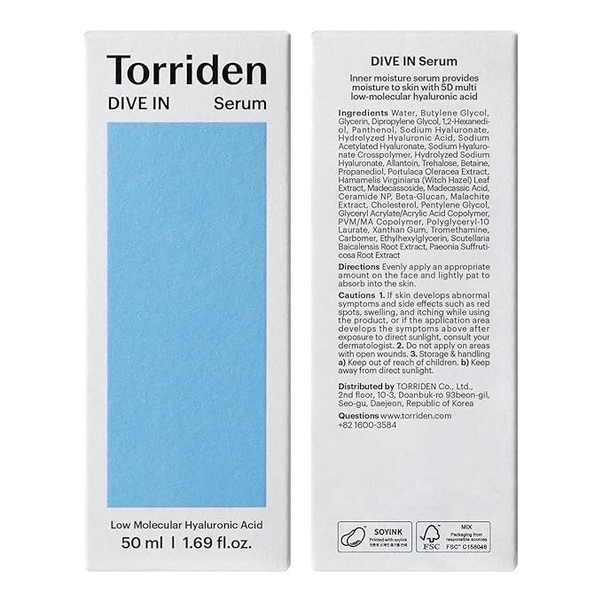 Torriden DIVE IN Hyaluronic Acid Serum 50ml (1.69 fl.oz.) | Deep Hydration to Get Glow Skin | Hyaluronic Acid, Panthenol, Allantoin | Korean Facial Serum-Velvo Beauty