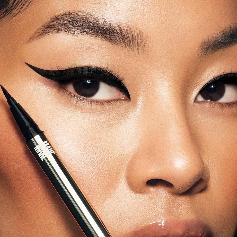 MAKE Beauty Smudge-Proof Felt Tip for Precise Application of Lines, Wings, and Graphics. Long Lasting Eye Liner, Liquid Line Waterproof Felt Tip Eyeliner - Onyx-Velvo Beauty