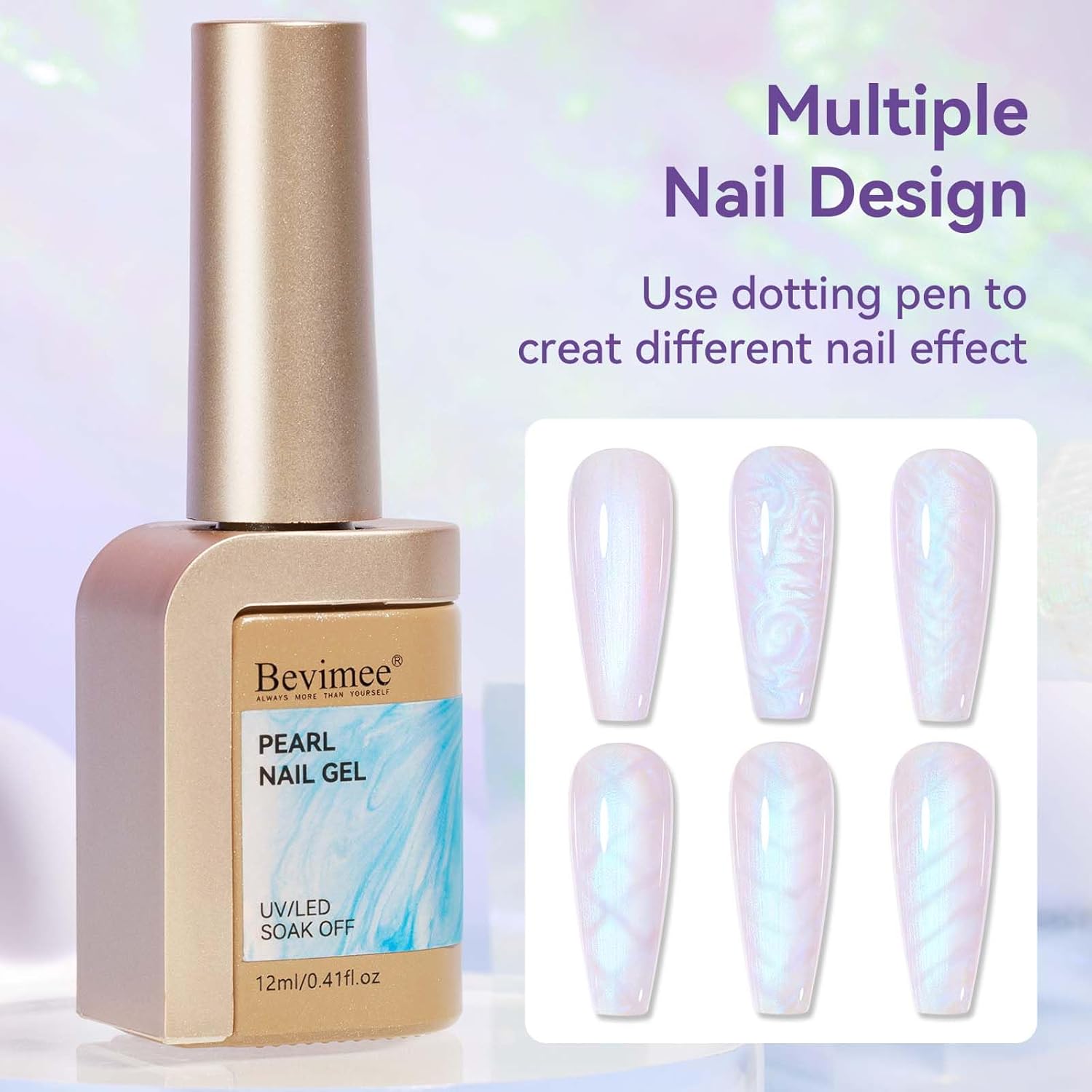 Pearl Gel Nail Polish 12ml Pearlescent Mermaid Iridescent Chrome Aurora Nail Drawing Swirl Shell Thread Effect Soak Off UV LED Gel Nail Art Salon Home DIY-Velvo Beauty