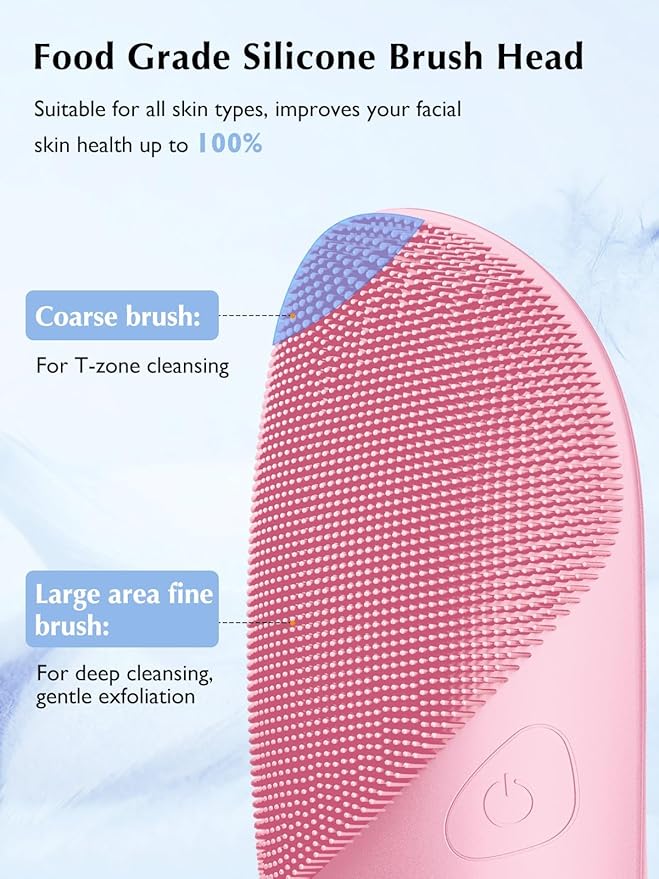 COSLUS Facial Cleansing Brush Silicone Face Scrubber: Waterproof Rechargeable Face Wash Brush, 4 Cleansing Modes, Electric Face Exfoliator for Men Women Cleaning, Exfoliating, Massaging-Velvo Beauty