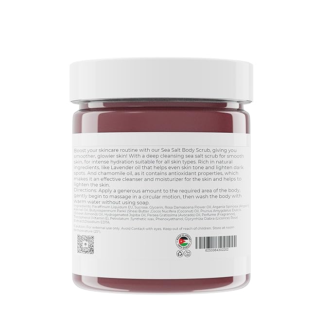 Amira Beauty Dead Sea Salt Body Scrub | Lavender & Chamomile | Foaming Shower Scrub with Organic Essential Oils | Exfoliates and Moisturizes Skin | 7 OZ-Velvo Beauty