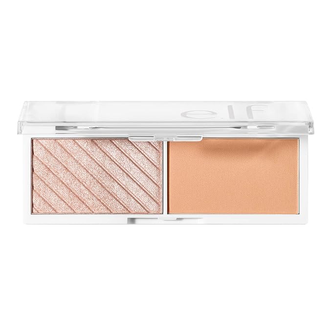 e.l.f. Cosmetics Bite-Size Face Duo, Highlighter, Bronzer & Blush Palette, Highly Pigmented, Cantaloupe, 0.049 Oz (1.4g), 0.049 ounces-Velvo Beauty