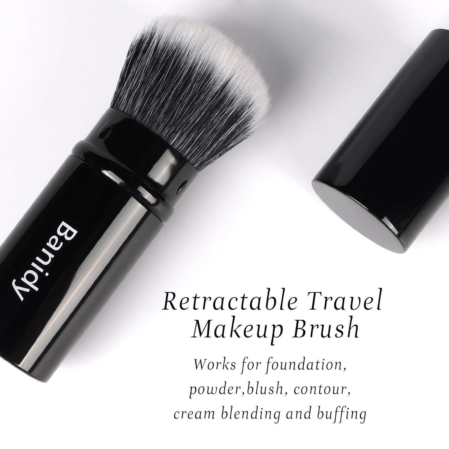 Makeup Brush Kabuki Face Brushes Retractable Travel Blush Kabuki Brush Portable Flawless for Foundation, Powder Blush, Bronzer, Buffing, Liquid, Cream, Cruelty Free with Cover-Velvo Beauty