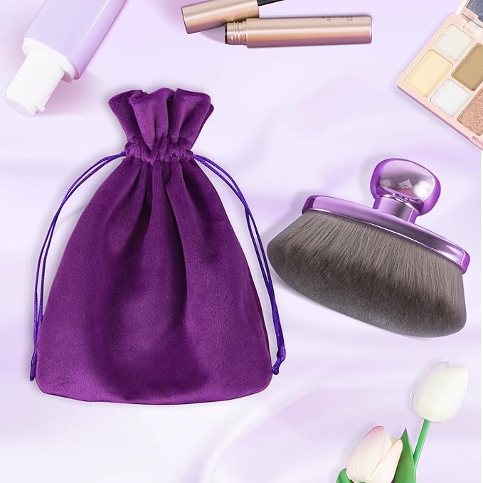 Extra Large Body Makeup Brush For Self Tanner, Leg Makeup &Bronzer Blend,116mm Oval-headed Kabuki Brush Provides More Even &Pretty Application, Sunscreen Face& Back Makeup Brush, Wet&Dry Use- Purple-Velvo Beauty