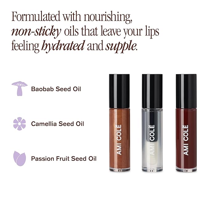 AMI COLÉ Hydrating Lip Treatment 3in1 multitasker for your lips (Holiday Lip Trio), tinted lip gloss, hydrating lip gloss, moisturizing, natural-Velvo Beauty